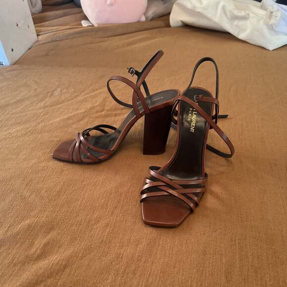 Saint Laurent Oak Crisscross Sandals - Picture 1 of 7